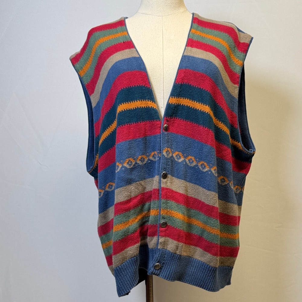 Pendleton Vintage Striped Cardigan Sweater Vest Size XL